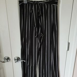 Black and white striped pants